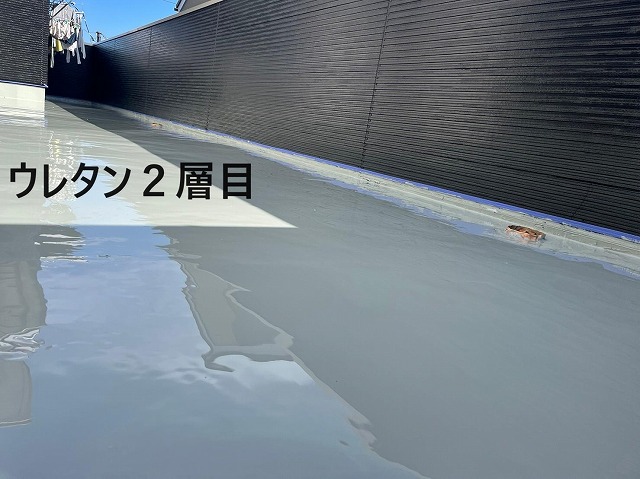 富士河口湖町のバルコニーをプルーフロンバリューでウレタン２層＋トップコートで防水工事完了